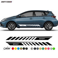 2Pcs Racing Sport รถประตูด้านข้างกระโปรงสติกเกอร์ Body Stripe ชุดฟิล์มไวนิลสำหรับ Toyota Auris Wagon Hatchback อุปกรณ์เสริม