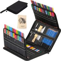 【เลอเพนซิล】ปกสมุดการทาสีแบบผู้ใหญ่แบบมืออาชีพ120สีชุดดินสอสี145ชิ้นศิลปินวาดภาพอุปกรณ์ศิลปะการสเก็ตช์งานฝีมือ