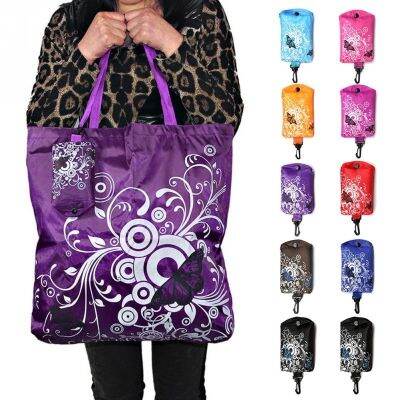 ﹍✎ Reusable Foldable Shopping Bag Women Floral Printed Tote Bag Eco Grocery Bag Portable Large Capacity Folding Handbag