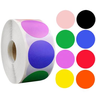 hot！【DT】ↂ  100-500pcs Labels Stickers Color Code Dot 1 Inch Round Red YellowBluePinkBlackStationery