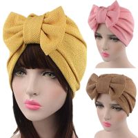 Muslim Solid Bonnet Womens Big Bowknot Stretch Hijab Turban Hat Scarf Headwear Cap Head Wrap Chemo Beanies Caps Кепка Женская