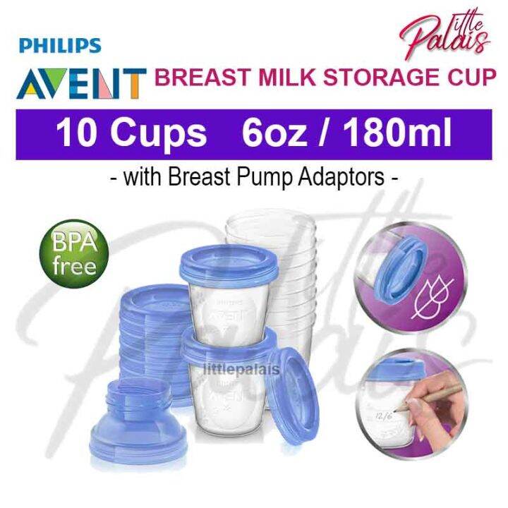 Philips Avent Breast Milk Storage Cups 6oz Reusable With Breast Pump