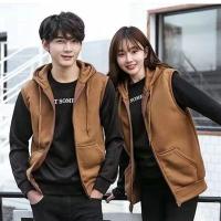 ZZOOI Couples Mens casual hooded sleeveless sweater coat Spring and Autumn new student vest