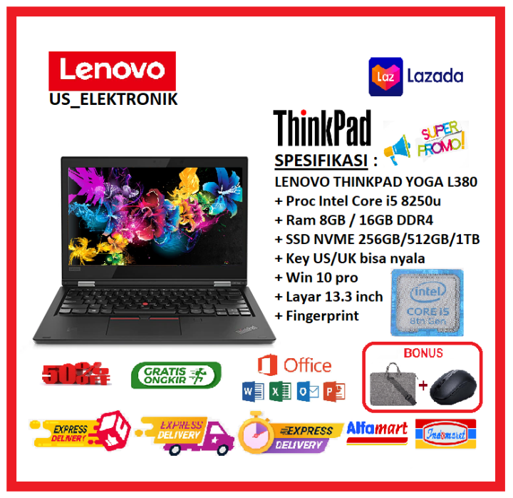 LAPTOP LENOVO THINKPAD L380 INTEL CORE I5 GEN 8 RAM 8GB SSD 256GB