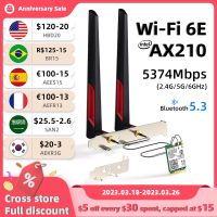 Wi-Fi การ์ดเครือข่ายไร้สาย AX210 Intel 6E 5374Mbps 6Ghz บลูทูธ5.3 AX210NGW/เสาอากาศ10dBi ชุดเดสก์ท็อปสำหรับพีซี M.2การ์ด WiFi