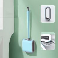 Silicone Toilet Brush Wall-Mounted No Dead Ends Cleaning Brush Drainable Ventilation Base Toilet Brush Bathroom Accessories Set