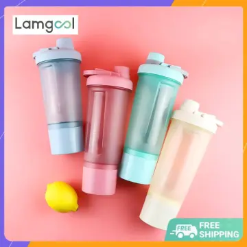 1Pcs 600ml Portable Protein Powder Shaker Bottle Leak Proof Water Bottle  For Gym Fitness Training Sport Shaker Mixing Cup With Scale