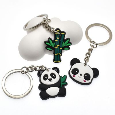 1pcs New cartoon Panda Keychain PVC Cute Keyring Metal Animal Backpack Pendant Ornaments For Couple Kids Gift Key Holder Key Chains