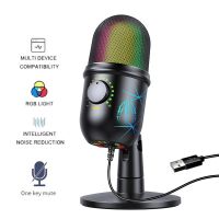 ✉❍♚ USB Condenser Microphone With Mute Noise Reduction Ear Return Function USB Gaming Mic For PC Computer Laptop Video Recording