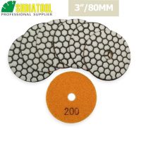 SHDIATOOL 7pcs 3inch 200 Diamond Dry Polishing Pads Resin Bond Flexible Sanding Disks For Granite Marble Ceramic Polisher Pad