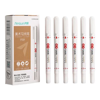 Set of 12 Portable BlackBlueRed Liner Markers Pen Dual-ended Premium Needle Nib Brush Nib Markers Pen Kit for S08 21 Dropship