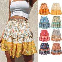 woman skirts harajuku hot style celebrity printed Bohemian national wind ruffled skirts womens WSL4201