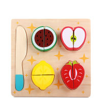 QWZ Wooden Kitchen Cut Fruits Vegetables Dessert Kids Cooking Kitchen Toy Food Pretend Play Puzzle Educational Toys