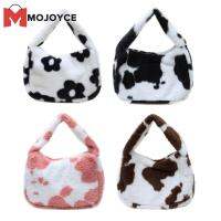 MOJOYCE ผู้หญิง Plush Fur ดอกไม้รูปแบบกระเป๋าถือฤดูหนาวซิป Casual Top-Handle Bag