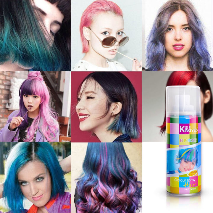 สินค้าพร้อมส่ง-ยาย้อมสีผมครั้งเดียว-สีแฟชั่นและยอดนิยม-temporary-color-hair-spray-สีทาผมชั่วคราว-สีย้อมผม-สเปรย์ละเอียด-ยาย้อมผมสีสวยๆ-สเปรย์สีผม-120ml-สเปรย์ย้อมสีผม-ไฮไลท์ผม-สีย้อมผมแฟชั่น-สเปรย์ย้อ