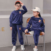 Baby Boys Girls Velvet Bear Clothing Set Kids Jacket Coat Pants Suit for Sports Suits Tracksuits Toddler Children Clothes Set