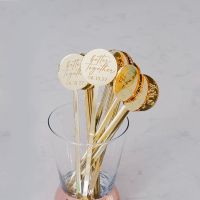 【YF】 50pcs Personalised Round Drink Stirrers Wedding Decorations Bachelorette Cocktail Stirrer Baby Shower Swizzle