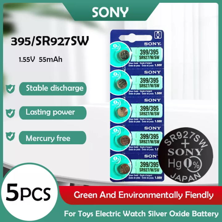 5pcs Sony 395 SR927SW SR927W LR927 AG7 399 1 55V Silver Oxide Battery For Watch Toys Car Key