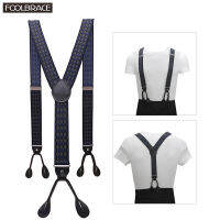 1.38 "ความกว้างผู้ใหญ่ปุ่ม Suspenders สีดำหนังแท้ Suspenders Y-Back รูปร่าง Man Ligas Tirantes ยืด Hangeband 3.5*120ซม.