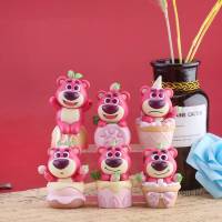 6pcs Lotso Action Figure Cake Strawberry Bear Model Dolls Toys For Kids Home Decor Gifts Collections Ornament