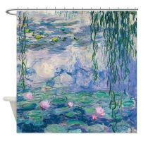 ออกแบบ Waterlily Claude Monet ศิลปะตกแต่งผ้าม่านอาบน้ำ