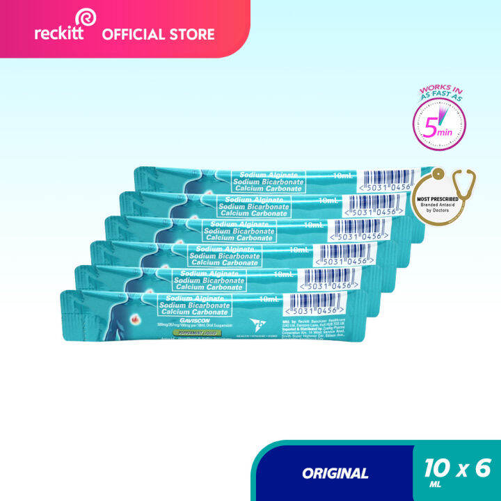 Gaviscon Original Antacid Liquid Sachet 10ml Bundle of 6 for Acid
