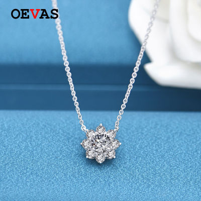 OEVAS 100 925 Sterling Silver Created Moissanite Gemstone Diamonds Flower Women Flower Pendant Necklace Fine Jewelry Wholesale