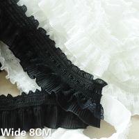 [HOT!] 8CM Wide Elastic Chiffon Guipure 3D Lace Fabric Ribbon Clothing Cuff Neckline Ruffle Trim DIY Material Sewing Garment Decoration