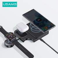 ZZOOI USAMS Wireless Charger Pad For iPhone 14 13 12 Pro Max 3 in 1 Fast Wirless Charging Dock Station for Apple Watch Earphoones