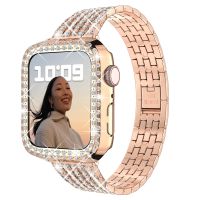 Case+Diamond strap for Apple watch band 40mm 41mm 38mm 45mm 44mm 42mm 38mm Metal watchband Serie 3 4 5 6 se 7 bracelet