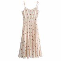 ZZOOI New 2020 Women Fashion Polka Dot Print Pleated Sling Dress Female spaghetti strap Vestido Chic casual summer slip Dresses DS3910