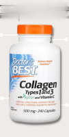 Doctors Best, Collagen Types 1 and 3 with Peptan and Vitamin C, 500mg, 240 Capsules