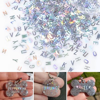 【CC】☈❀◑  Holographic Glitter English Alphabet Flakes Epoxy Resin Filling Filler Silicone Mold