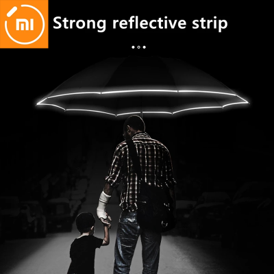 Xiaomi 10 Ribs Automatic Non-automatic Umbrella with Reflective Stripe Reverse Led Light Umbrella Three Folding Inverted Travel