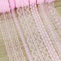 (10 Yards/roll) Pink Color Lace Fabric Ribbon Decoration Gift Wrapping Handmade DIY Material Fabric  Material