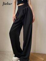 【HOT】●♗ Jielur Gray Classic Wide Leg Pants Palazzo Office Trousers Female Waist S-XXL