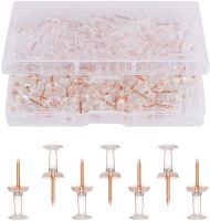 100Pcs Stationery Buttons School Supplies Metal Point Standard Pins Rose Gold Thumbtacks Clear Push Pins for Cork Bulletin Board Clips Pins Tacks