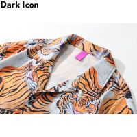 เสื้อเชิ้ตสําหรับผู้ชายแขนสั้นพิมพ์ลาย Dark Icon Tiger