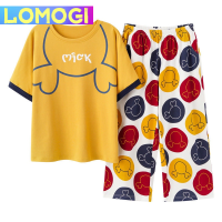 LOMOGI【ขนาดพิเศษ】❤️ M-5XL❤แขนสั้นลายออกแบบการ์ตูนชุดนอนสตรี