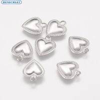 50pcs 304 Stainless Steel Charms Puffy Heart Stainless Steel Color 9.5x8x0.7mm Hole: 0.7mm