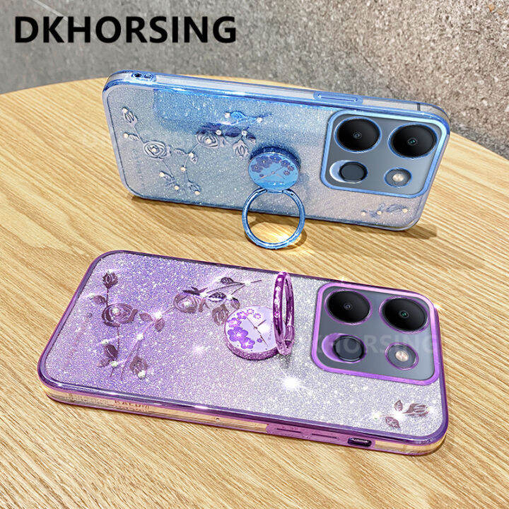 dkhorsing-เคสโทรศัพท์ป้องกันกล้องสำหรับ-note-อินฟินิตี้30-30vip-30i-smart7-30pro-hot30-30i-ไฟฟรี30play-ไล่ระดับสีระยิบระยับหรูหรานิรันดร์กุหลาบปลอกอ่อน-infinix-note30-4g-5g-เคสซิลิโคนเคลือบอิเล็คโทรเพ