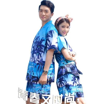 ﹉✚  Beach shirts with short sleeves mens suits the beach on vacation in Hawaii Thailand easy leisure couple travel sanya clothes
