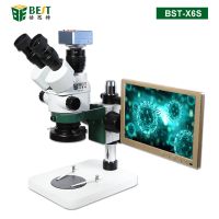 BST-X6S 6X-55X Adjustable Lab Stand Trinocular Stereo Microscope with 4K Camera For PCB Inspection Repair Electronic Soldering