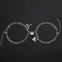 GUFTM 1Pair Romantic Couple Bracelet for Women Men Heart Magnet Lock Key Double Layer Chain Bracelet Trendy Lover Jewelry Gifts