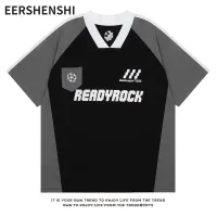 EERSHENSHI แฟชั่นของผู้ชายเสื้อยืดแขนสั้นผ้าคอตตอนพลัสไซส์ทรงหลวม เสื้อฤดูร้อน