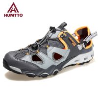 HUMTTO Summer Sandals for Men Fashion Brand Black Man Shoes Breathable Luxury Designer Sneakers Non Leather Mens Casual Shoes