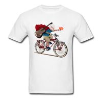 21St Century Hero Men White Tshirt Zombie Guitar Guys Bicycle Rider Cartoon Tees Shirts For Adult