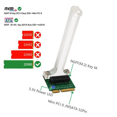 M.2 SSD B + M คีย์ SATA บัส SSD ไปยัง Mini PCI-E อะแดปเตอร์ติดตั้งแนวตั้งสำหรับ NGFF 2280ชนิด SSD อะแดปเตอร์แปลงการ์ด MSATA FJK3825