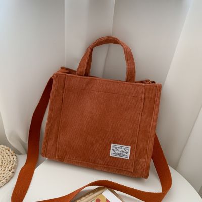 Corduroy Casual Womens Tote Shoulder Bag Retro Art Canvas Crossbody Bags for Women 2023 Cotton Zipper Handbags Luxury Designer