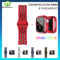 เคสโทรศัพท์ซิลิโคน + เคสสำหรับ Apple Watch ซีรีส์อัลตร้า8 7 6 SE 5 4 40 44 41 45มม. 49มม. ฝาครอบแบบเต็มหน้าจอ + แถบระบายอากาศสำหรับ I Watch Series 3/2/1 42มม. 38มม.